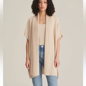 NEW Soft by Nadaam 100% Cashmere Wrap Ribbed Collar Open Front Poncho 2x/3x NWOT